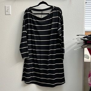 Three Quarter Sleeve Striped Dress